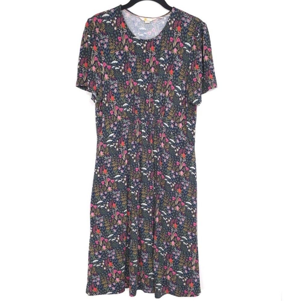 BODEN Floral‎ Dress Viscose Ecovero Short Sleeve Navy Blue Women Size M US 8 - Picture 3 of 10
